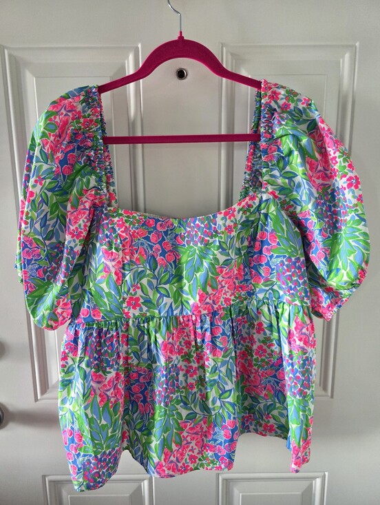 Lilly Pulitzer Tops - Lilly Pulitzer, Floral Puff Sleeved Top, Size 16, Excellent USED condition
